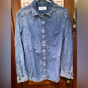 & Denim Button up top